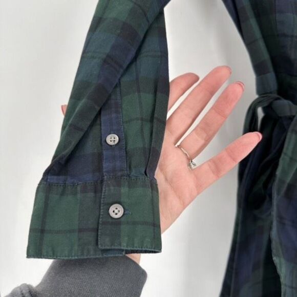 J. Crew Black Watch Tartan Plaid Knew Length Shirt Dress Size 2 Blue & Green - Picture 10 of 12